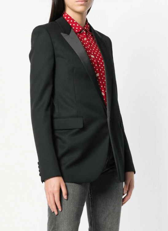 ジャケット Saint Laurent FW24 SMOKING JACKET DB 62 (796879Y7E63 1000) Giacca smoking jacket