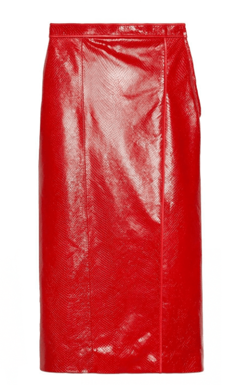 crocodile-effect pencil skirt