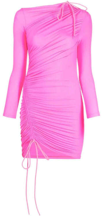 hot pink sequin cocktail dress Hot Pink Sequin Cold-Shoulder Lace-Up Short Party Dress – Modsele