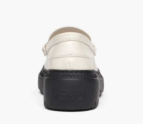 Fendigraphy white leather loafers